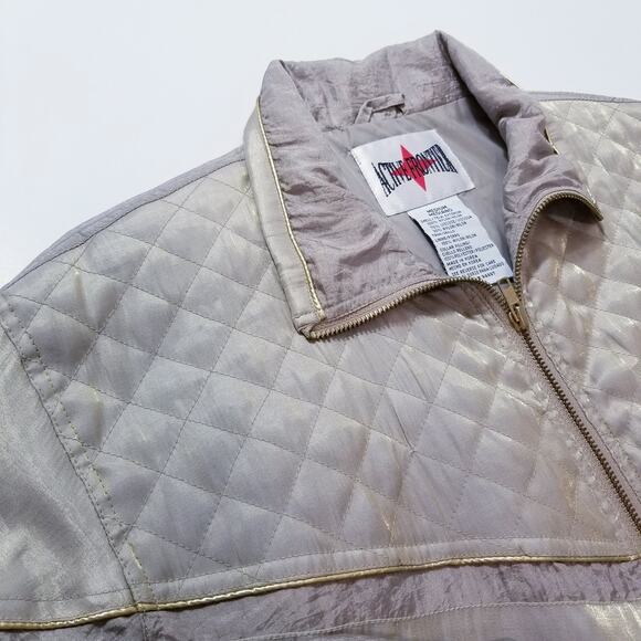 Retro Active Frontier Quilted Iridescent Bomber Jacket - Picture 2 of 11